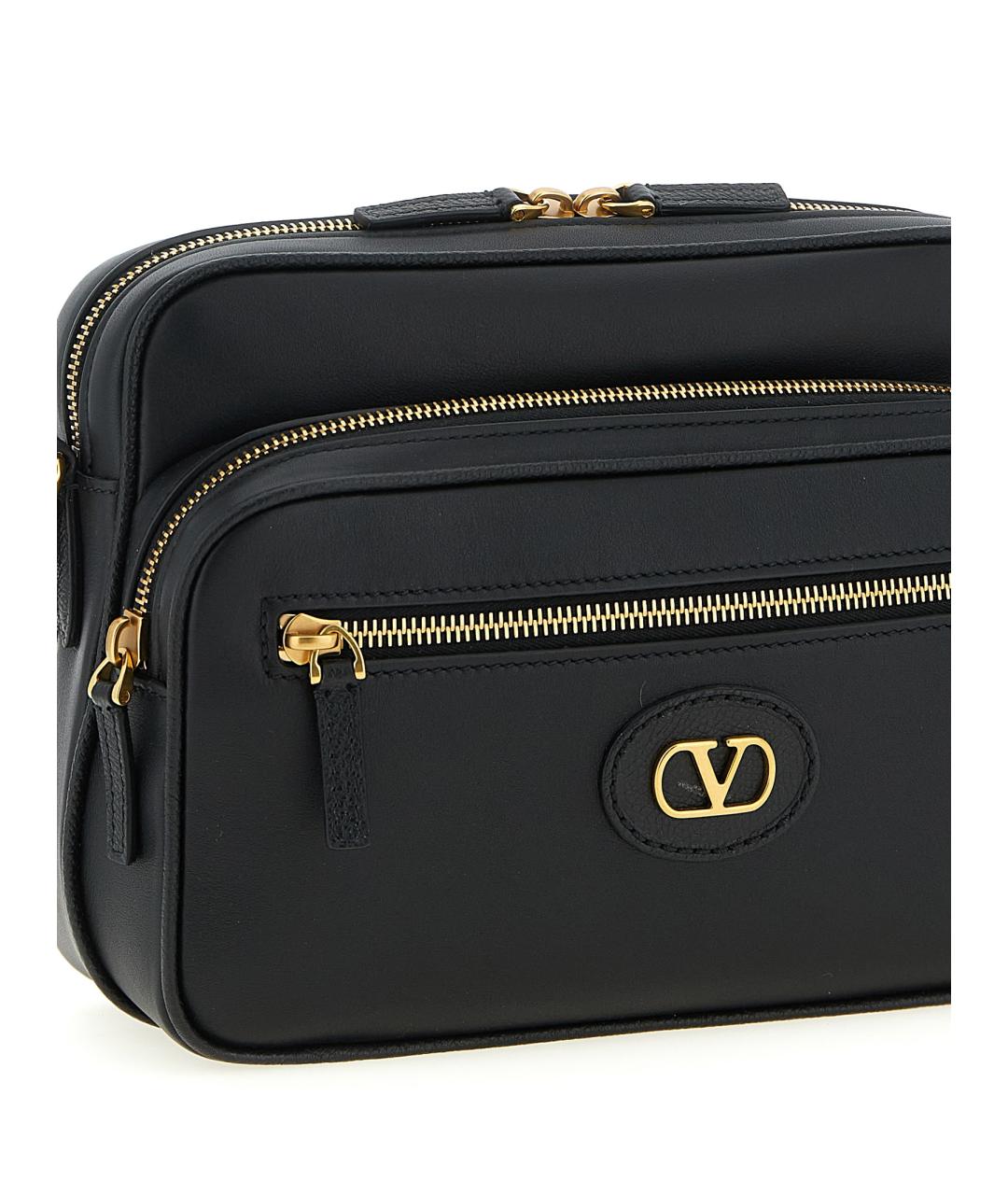 VALENTINO Черная кожаная сумка на плечо, фото 3