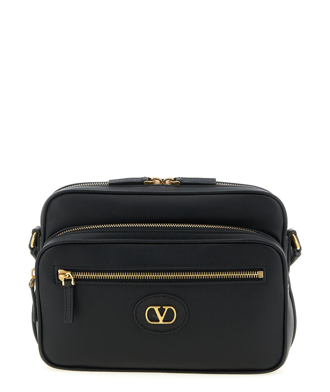 VALENTINO Черная кожаная сумка на плечо, фото 1