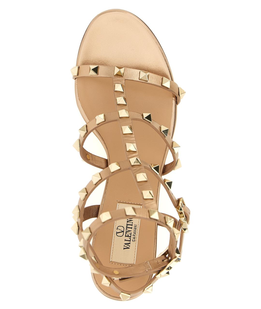 VALENTINO Бежевые кожаные босоножки, фото 4
