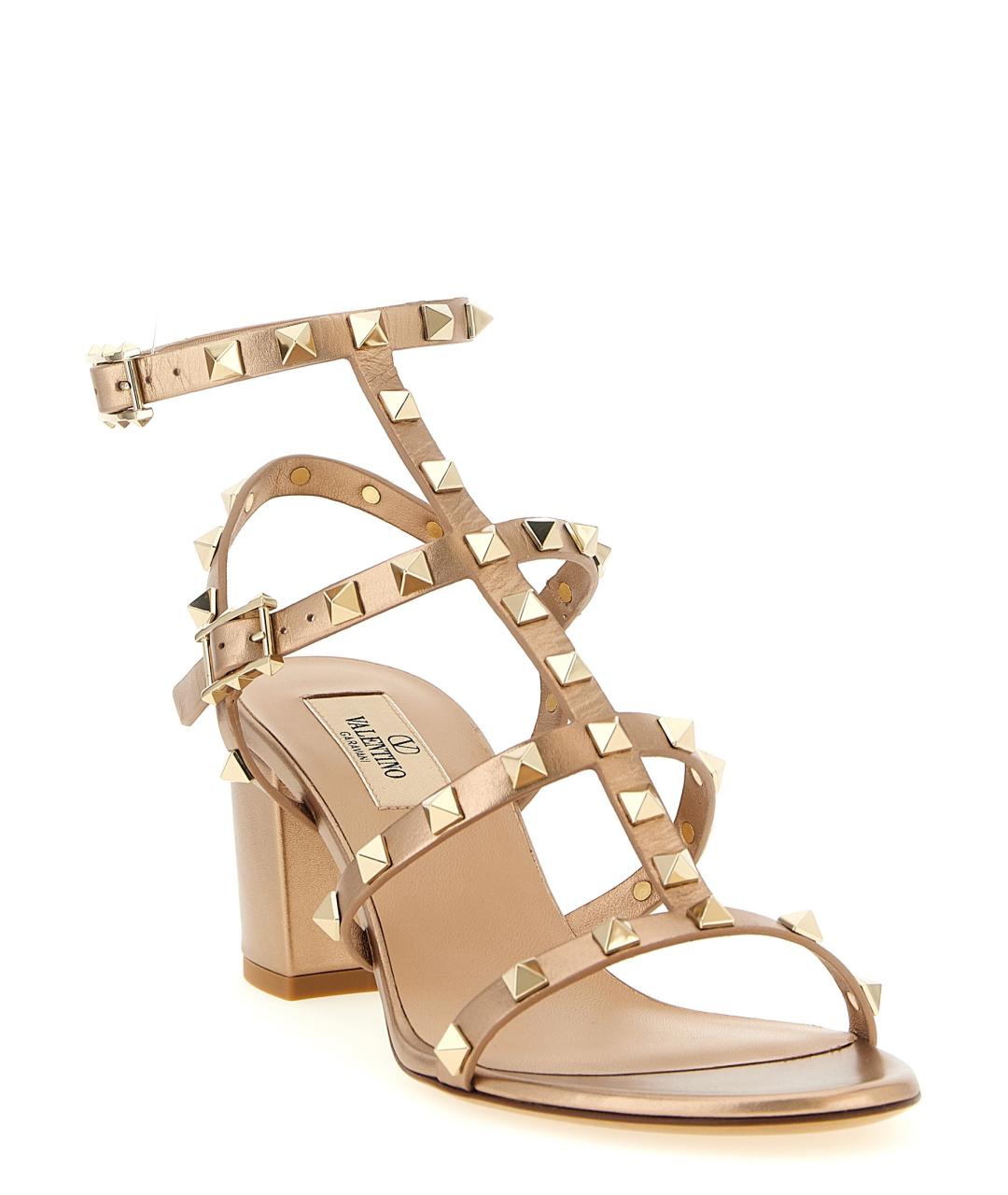 VALENTINO Бежевые кожаные босоножки, фото 2