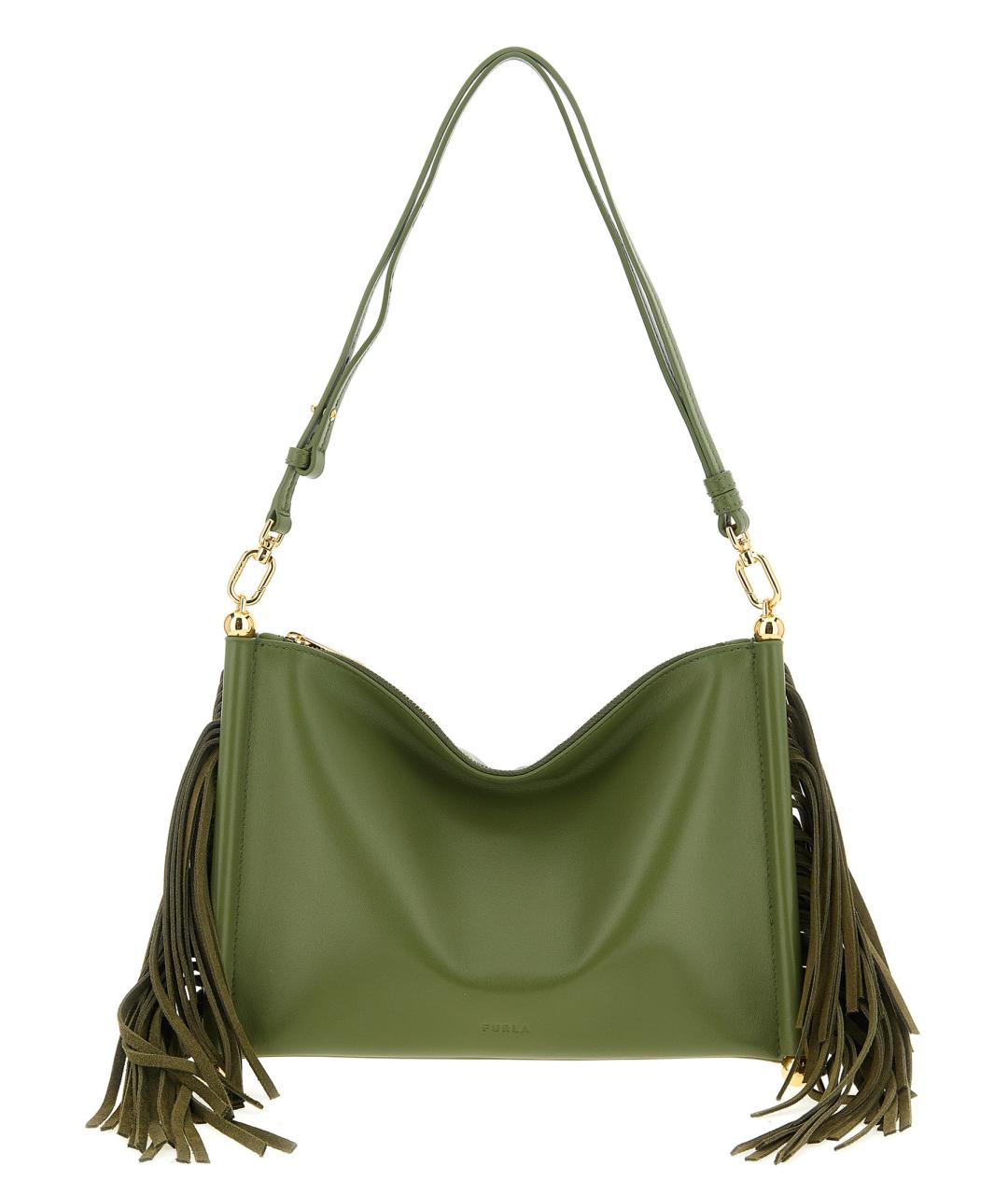 FURLA Зеленая кожаная сумка через плечо, фото 1