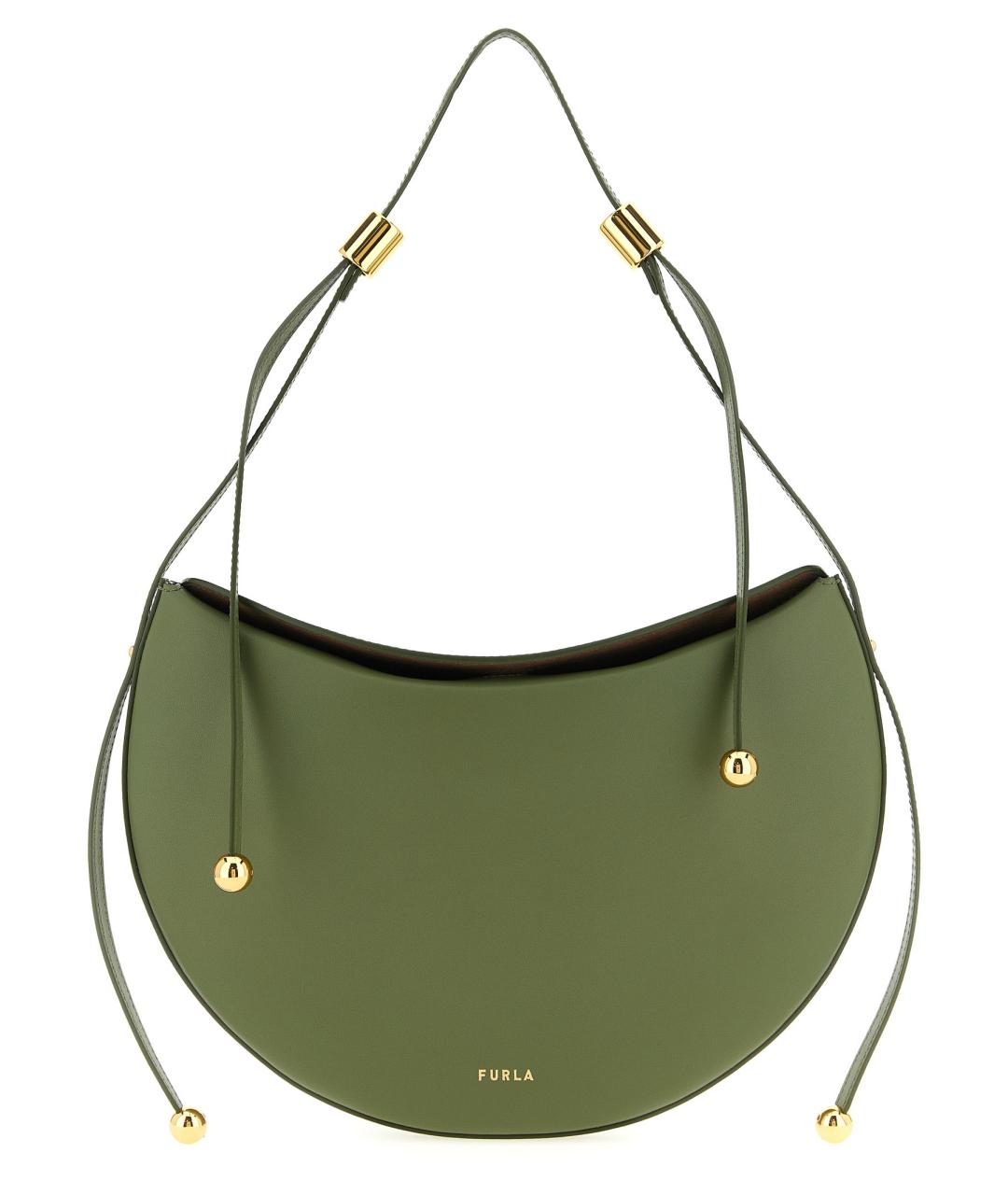 FURLA Зеленая кожаная сумка через плечо, фото 1