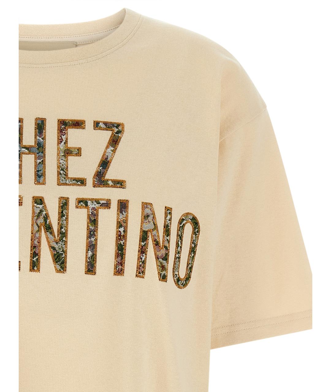 VALENTINO Бежевая хлопковая футболка, фото 3