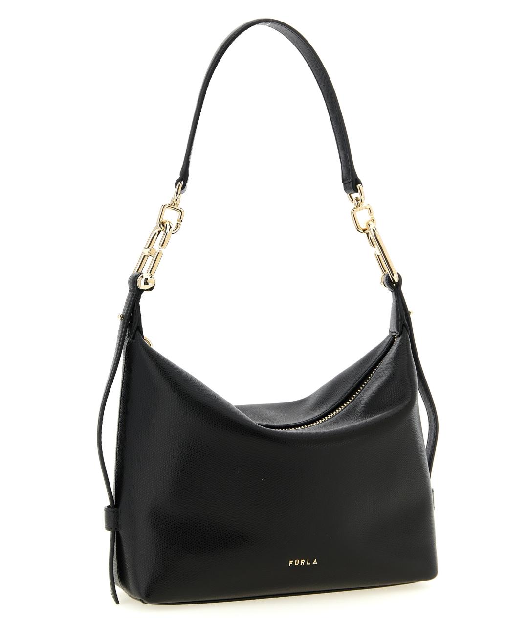 FURLA Черная кожаная сумка через плечо, фото 3