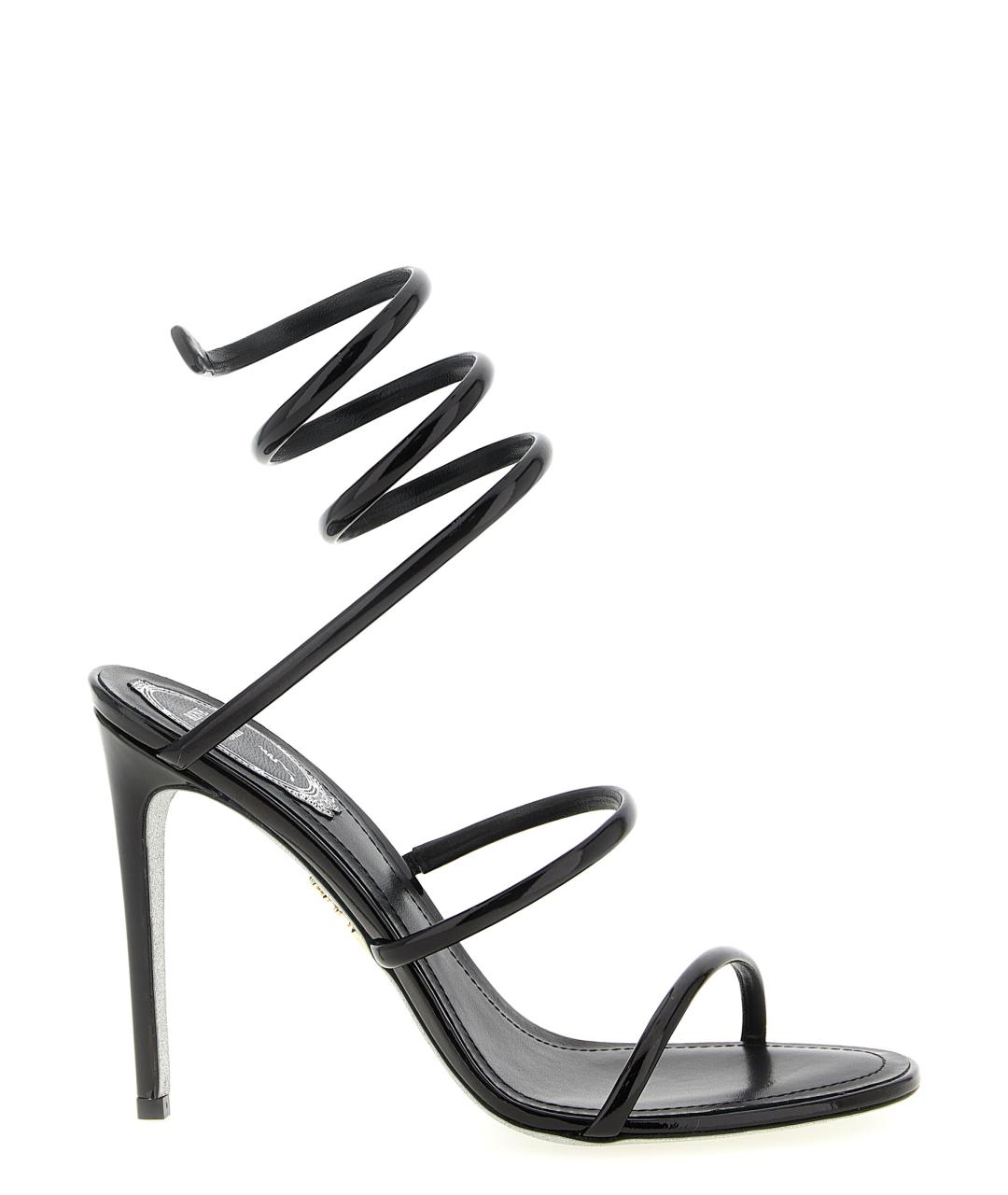 RENE CAOVILLA Черные кожаные босоножки, фото 1