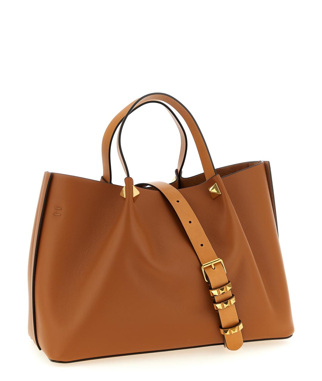 VALENTINO Коричневая кожаная сумка тоут, фото 2