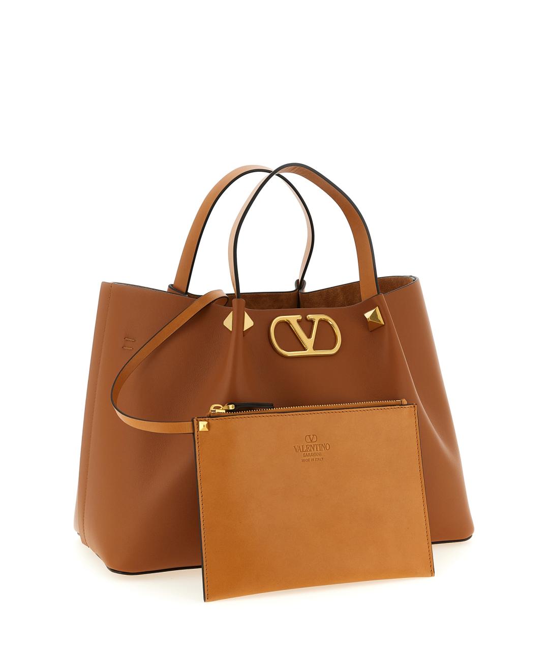 VALENTINO Коричневая кожаная сумка тоут, фото 3