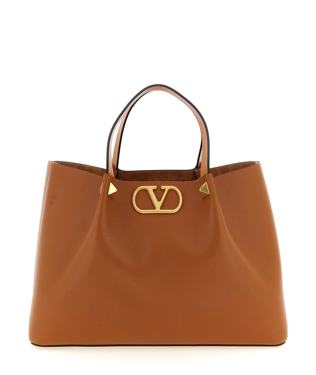 VALENTINO Коричневая кожаная сумка тоут, фото 1