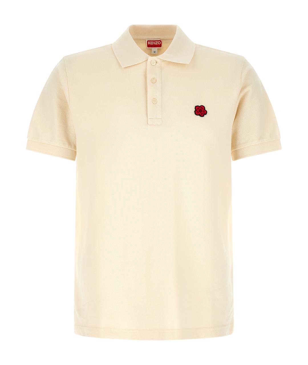 KENZO Бежевое хлопковое поло с коротким рукавом, фото 1
