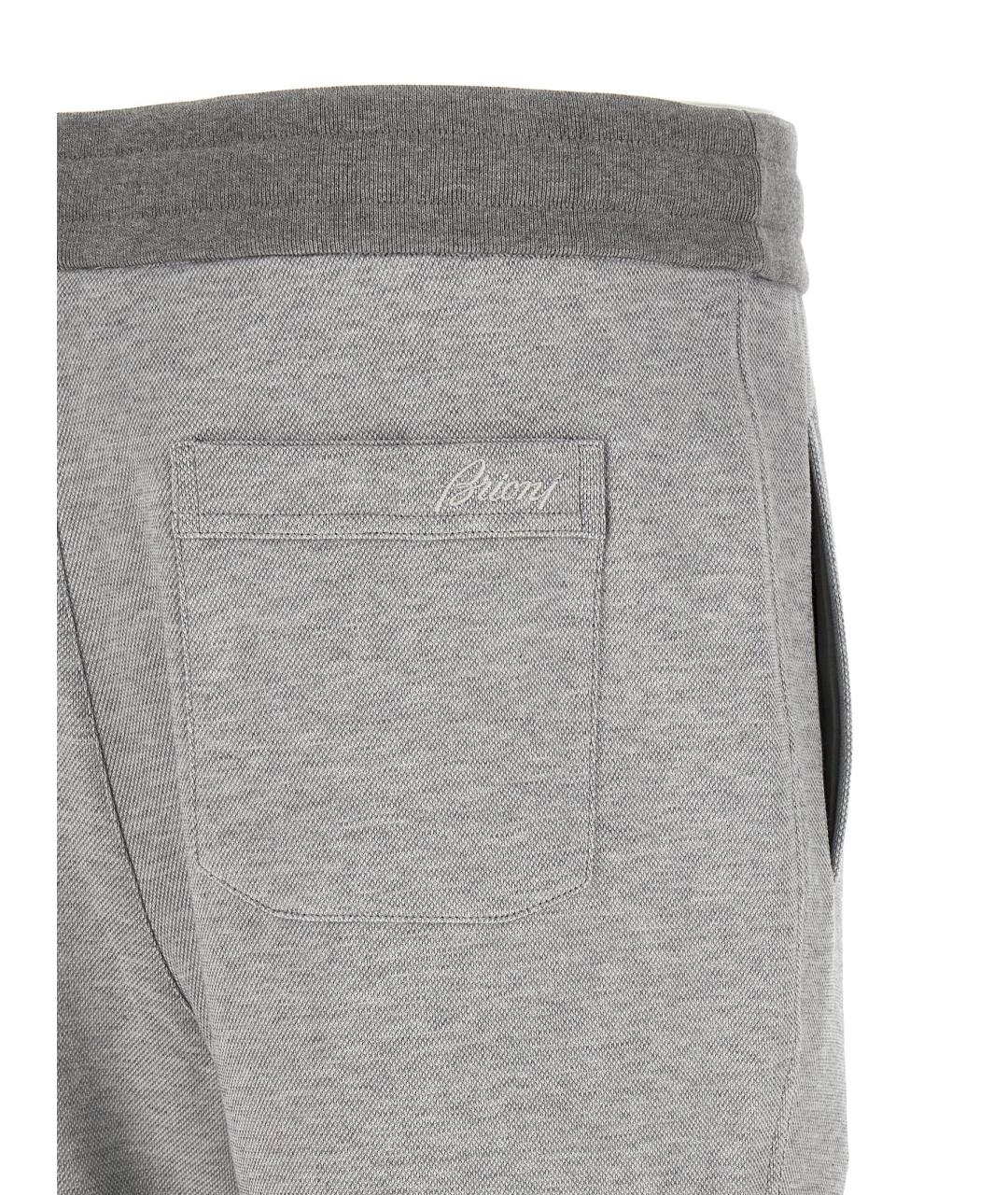 BRIONI Серые хлопковые повседневные брюки, фото 4