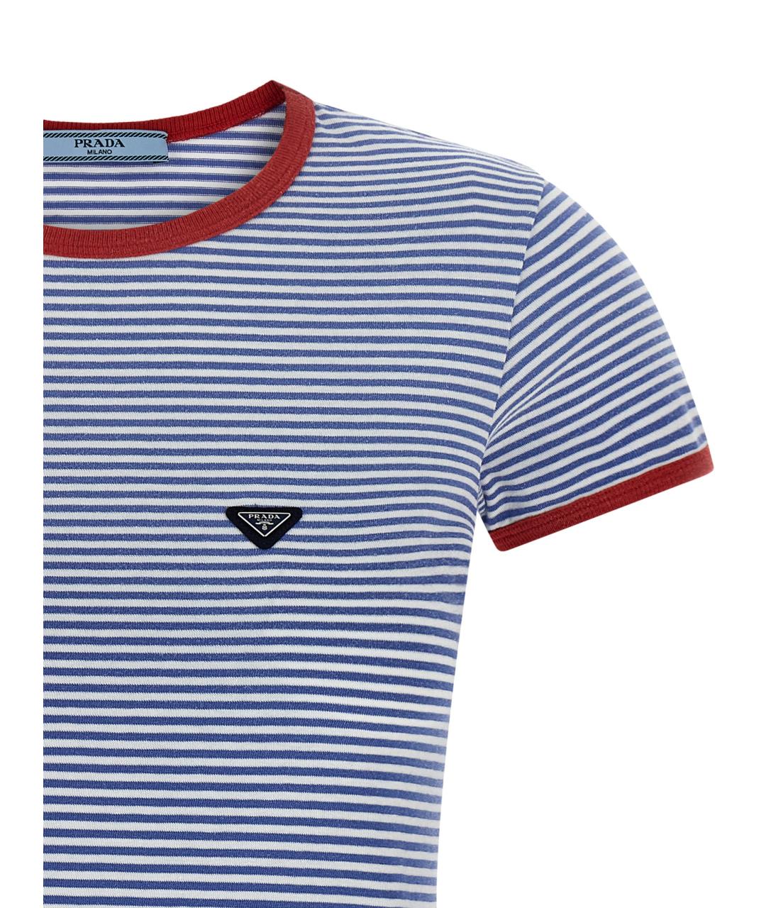 PRADA Голубая хлопковая футболка, фото 3