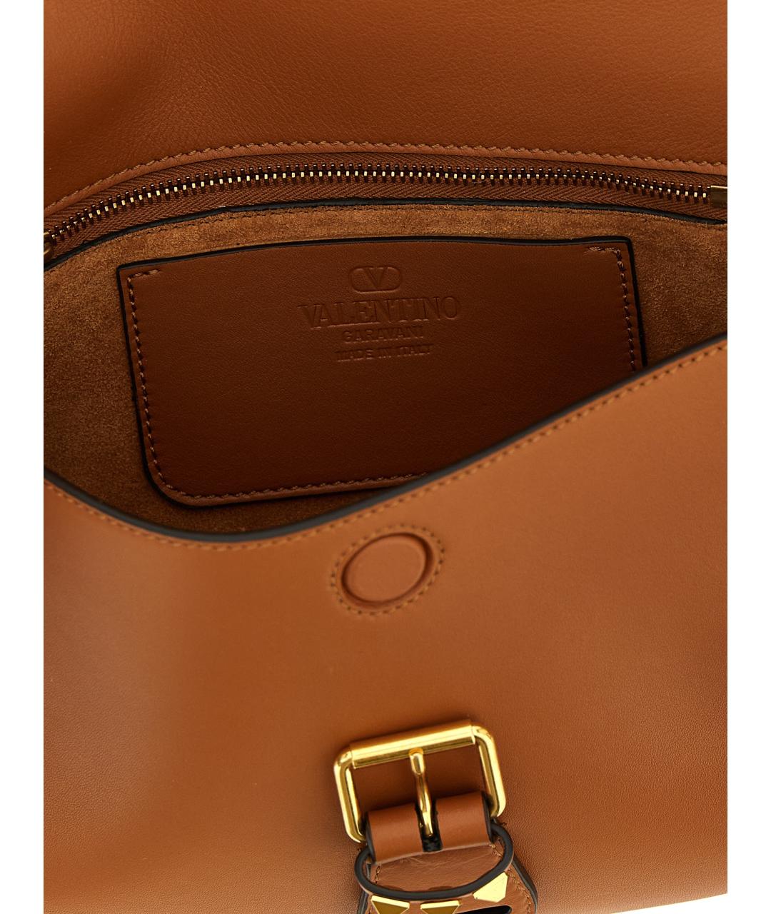 VALENTINO Коричневая кожаная сумка через плечо, фото 4