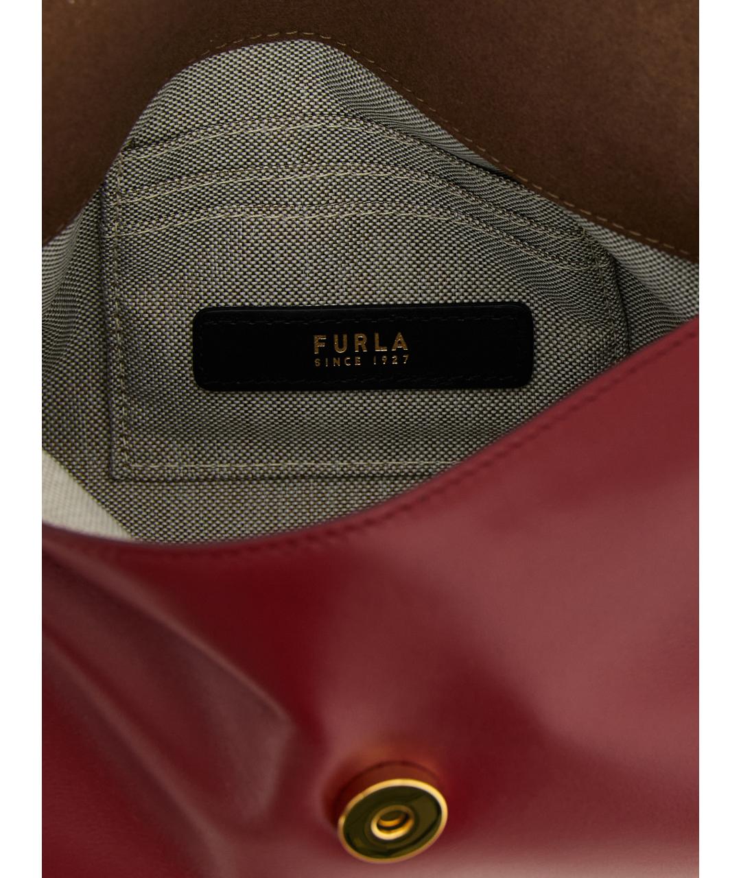 FURLA Бордовая кожаная сумка через плечо, фото 4