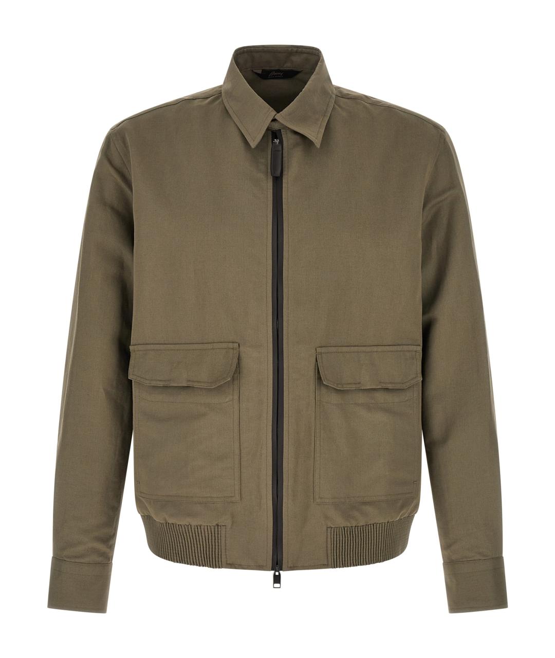 BRIONI Зеленая льняная куртка, фото 1