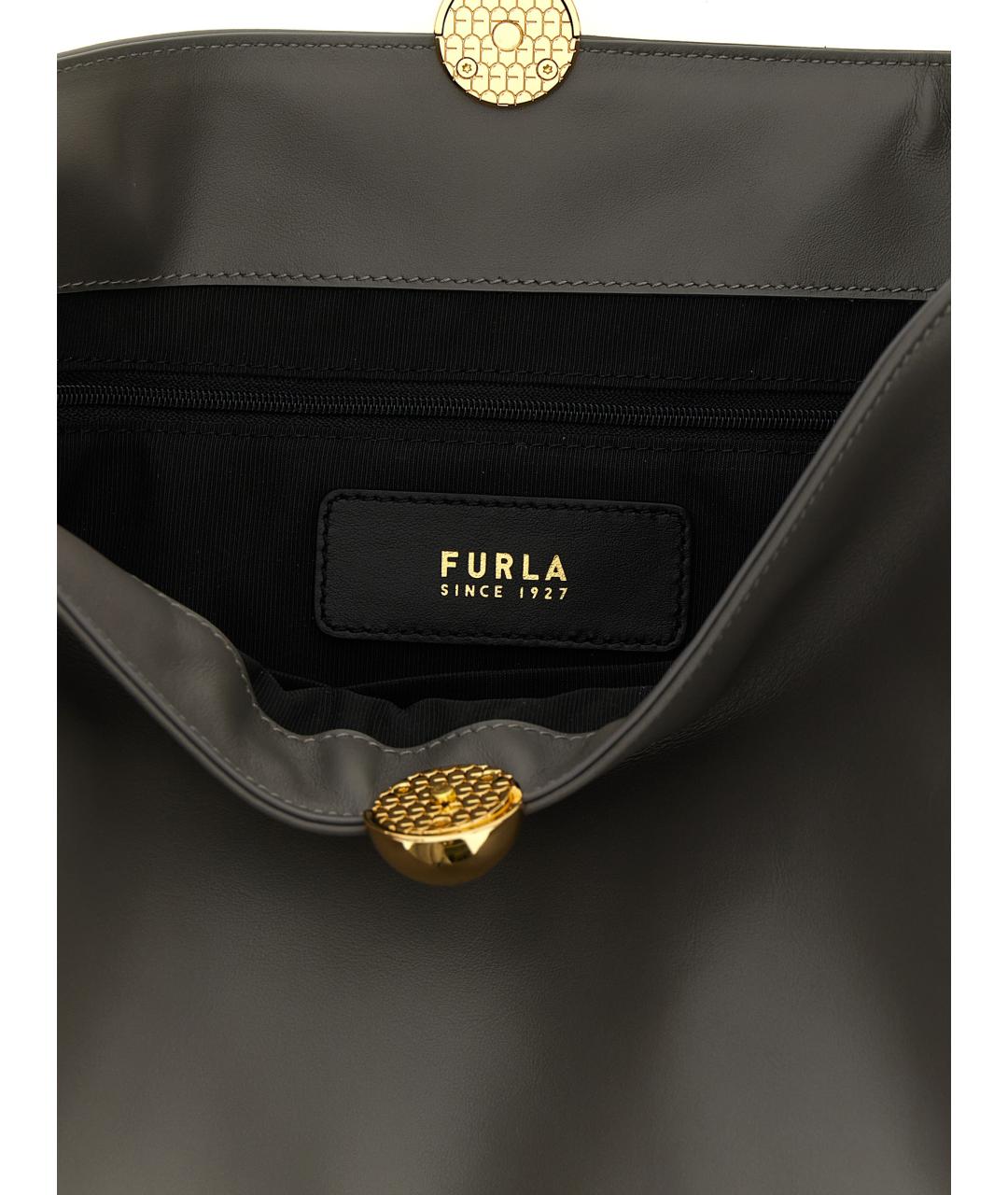 FURLA Серая кожаная сумка через плечо, фото 4