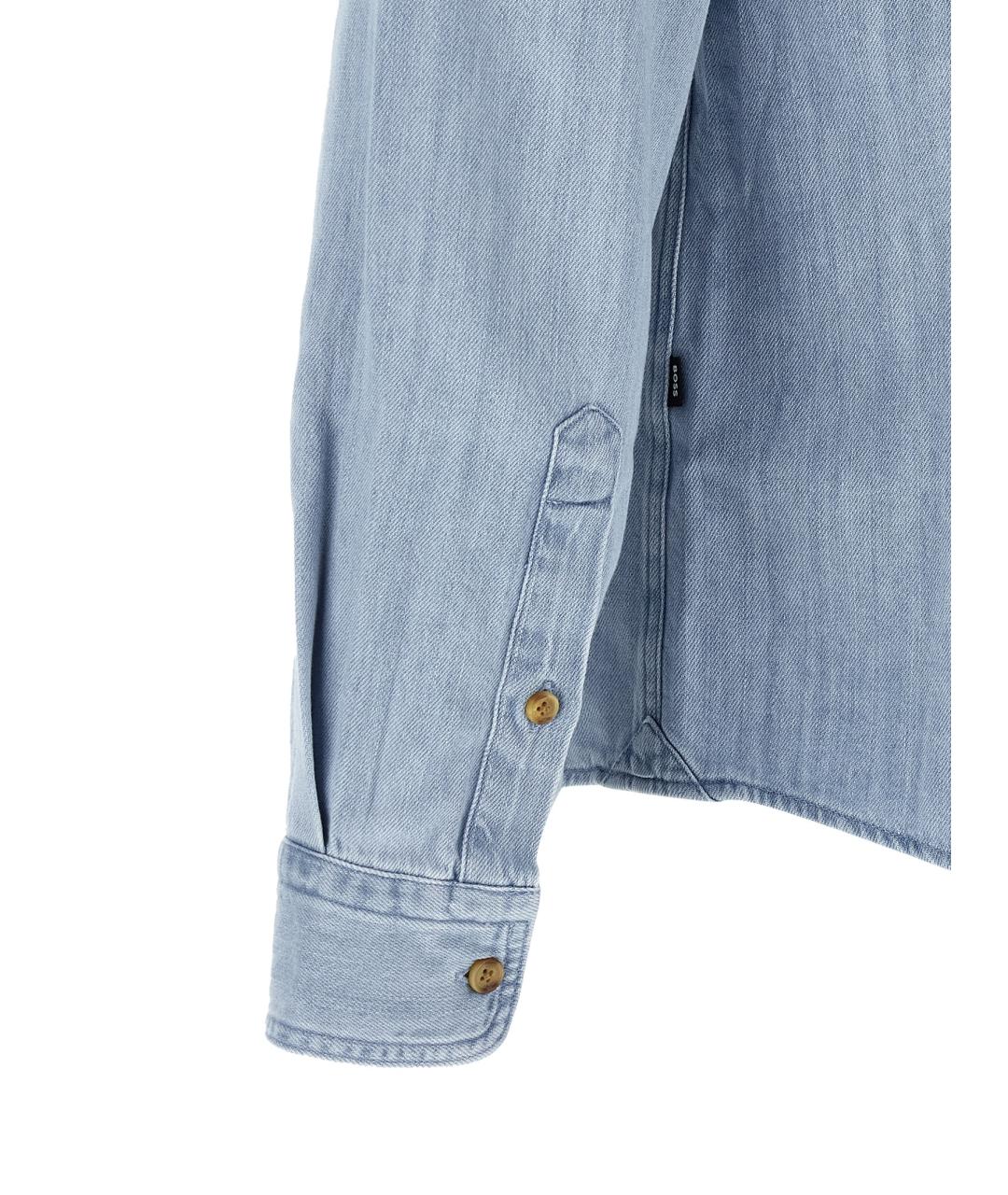 HUGO BOSS Голубая хлопковая кэжуал рубашка, фото 4