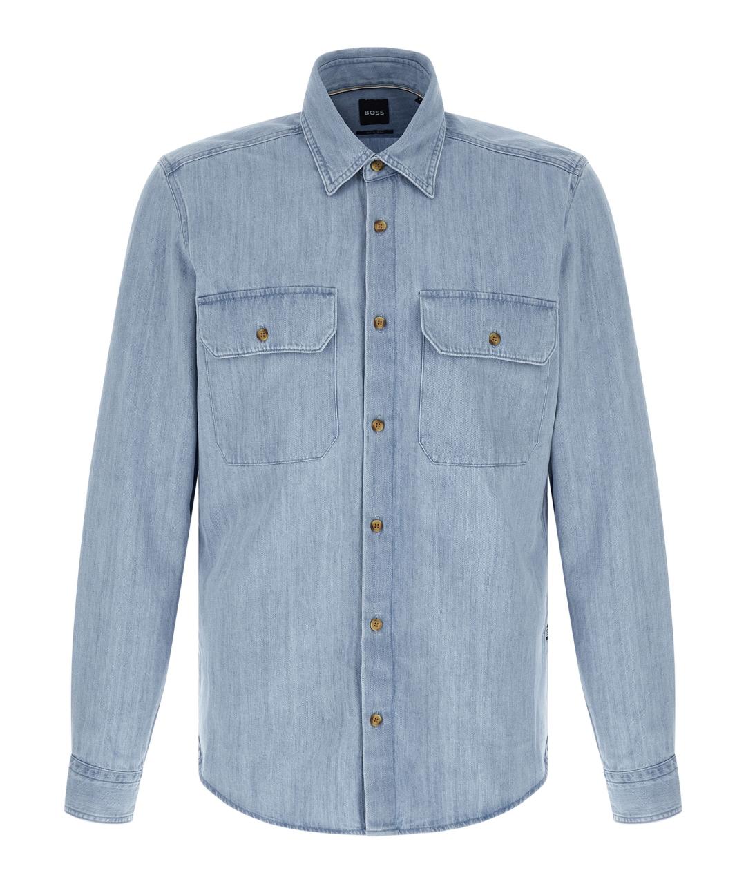 HUGO BOSS Голубая хлопковая кэжуал рубашка, фото 1