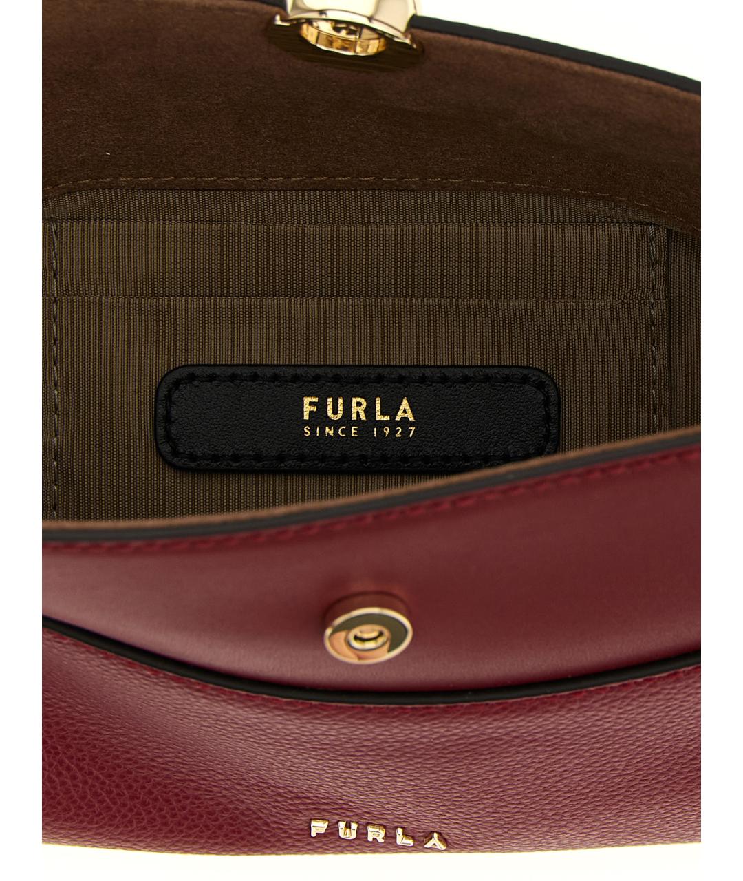 FURLA Бордовая кожаная сумка через плечо, фото 4