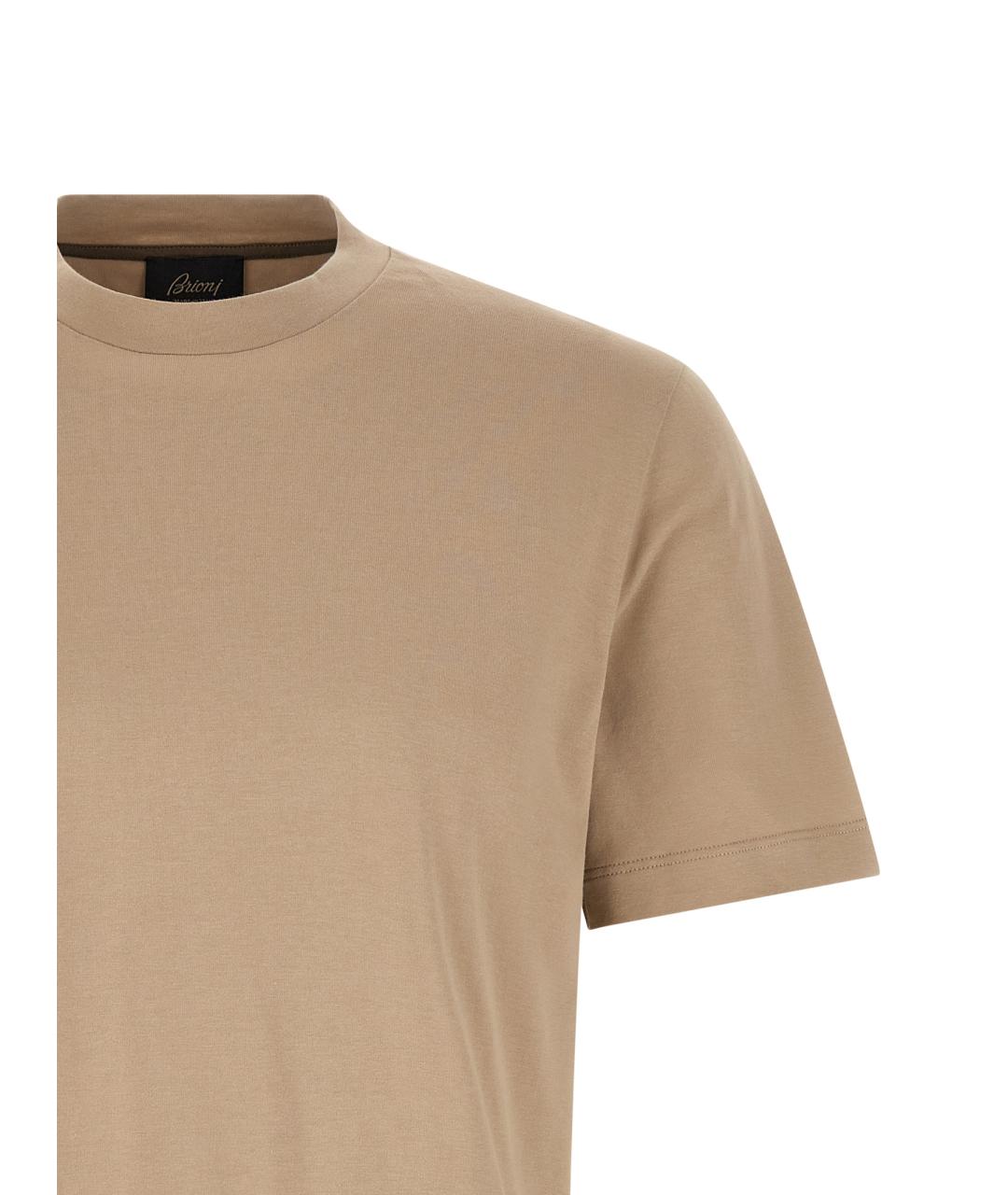 BRIONI Бежевая хлопковая футболка, фото 3