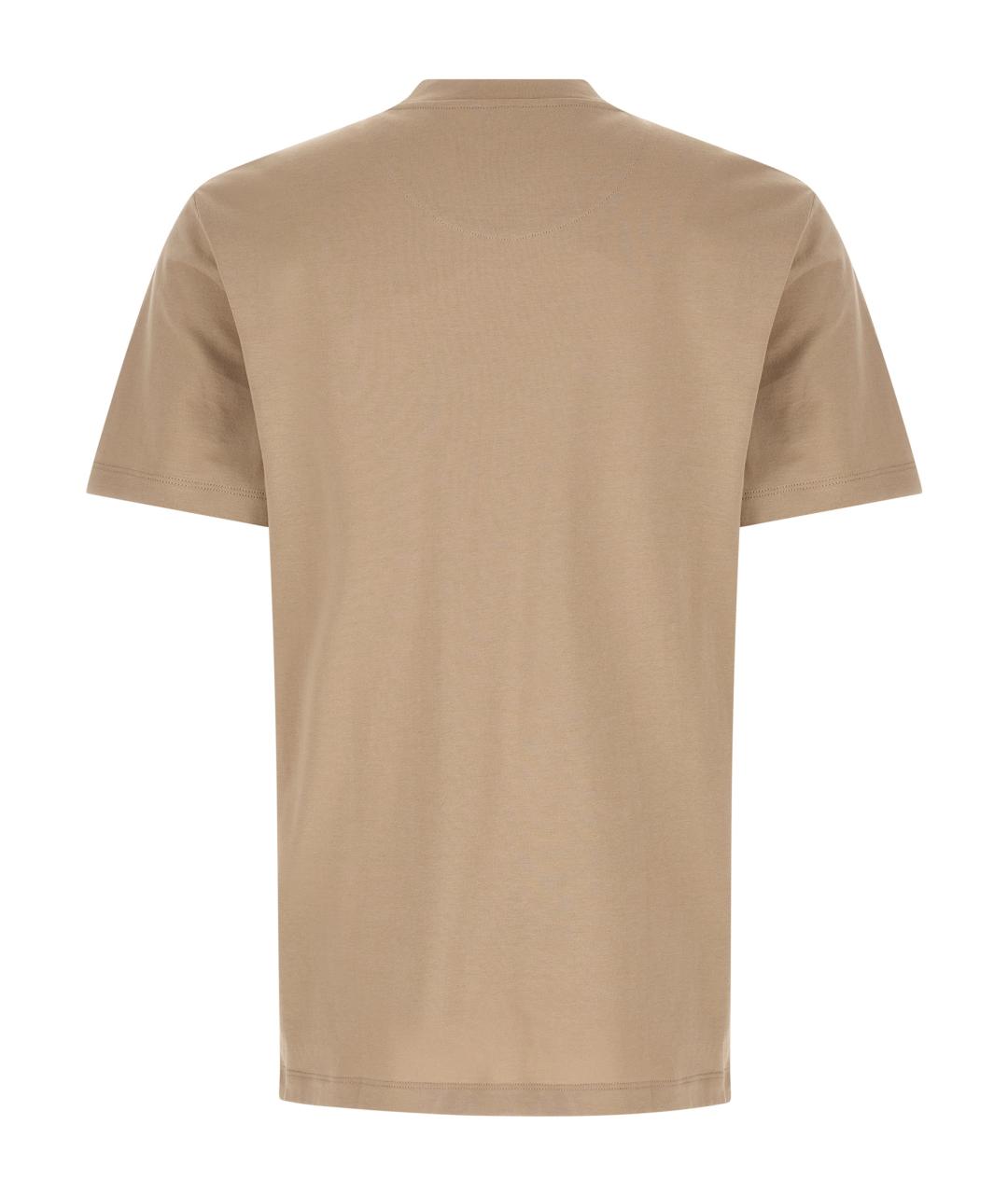 BRIONI Бежевая хлопковая футболка, фото 2