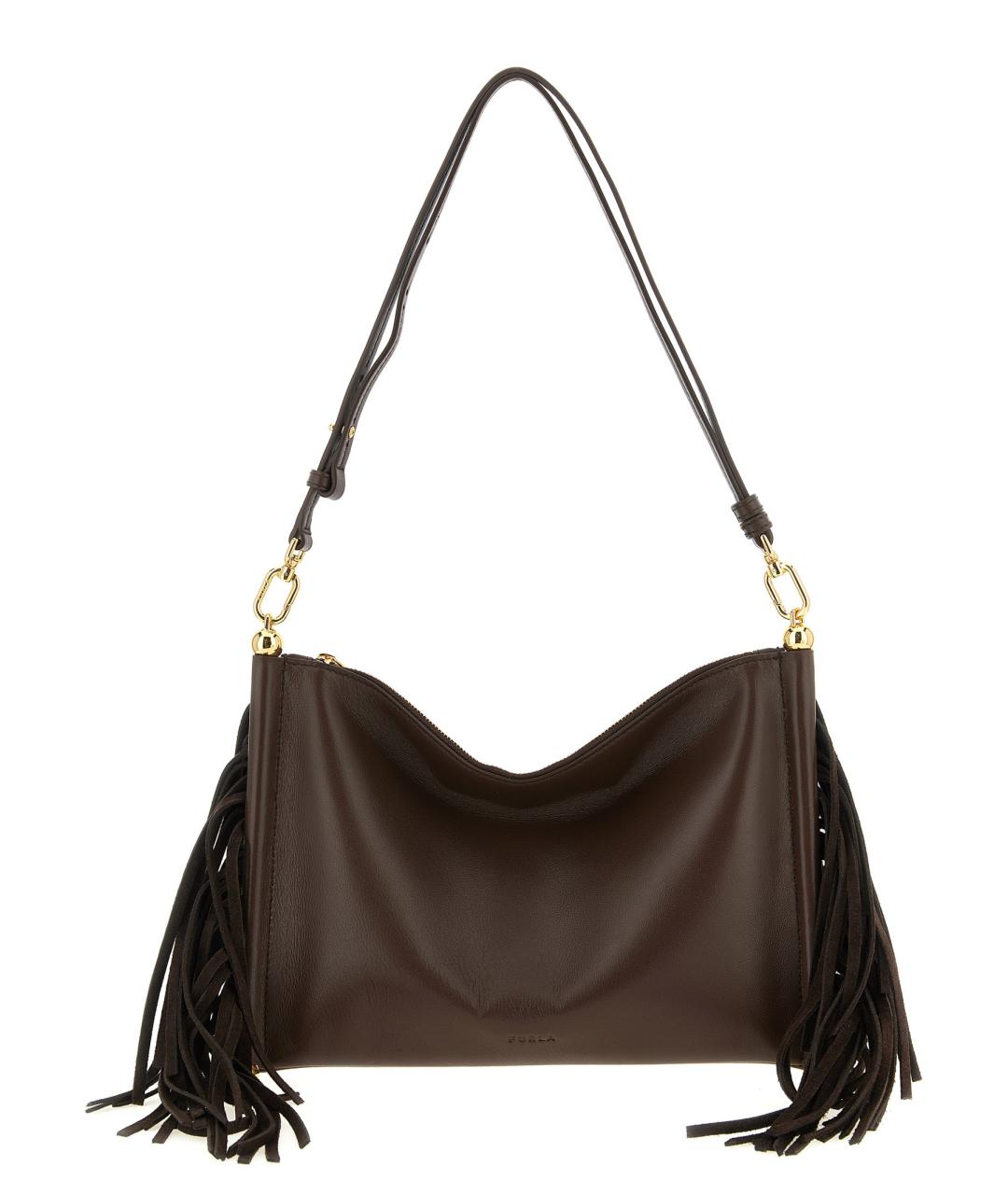 FURLA Коричневая кожаная сумка через плечо, фото 1