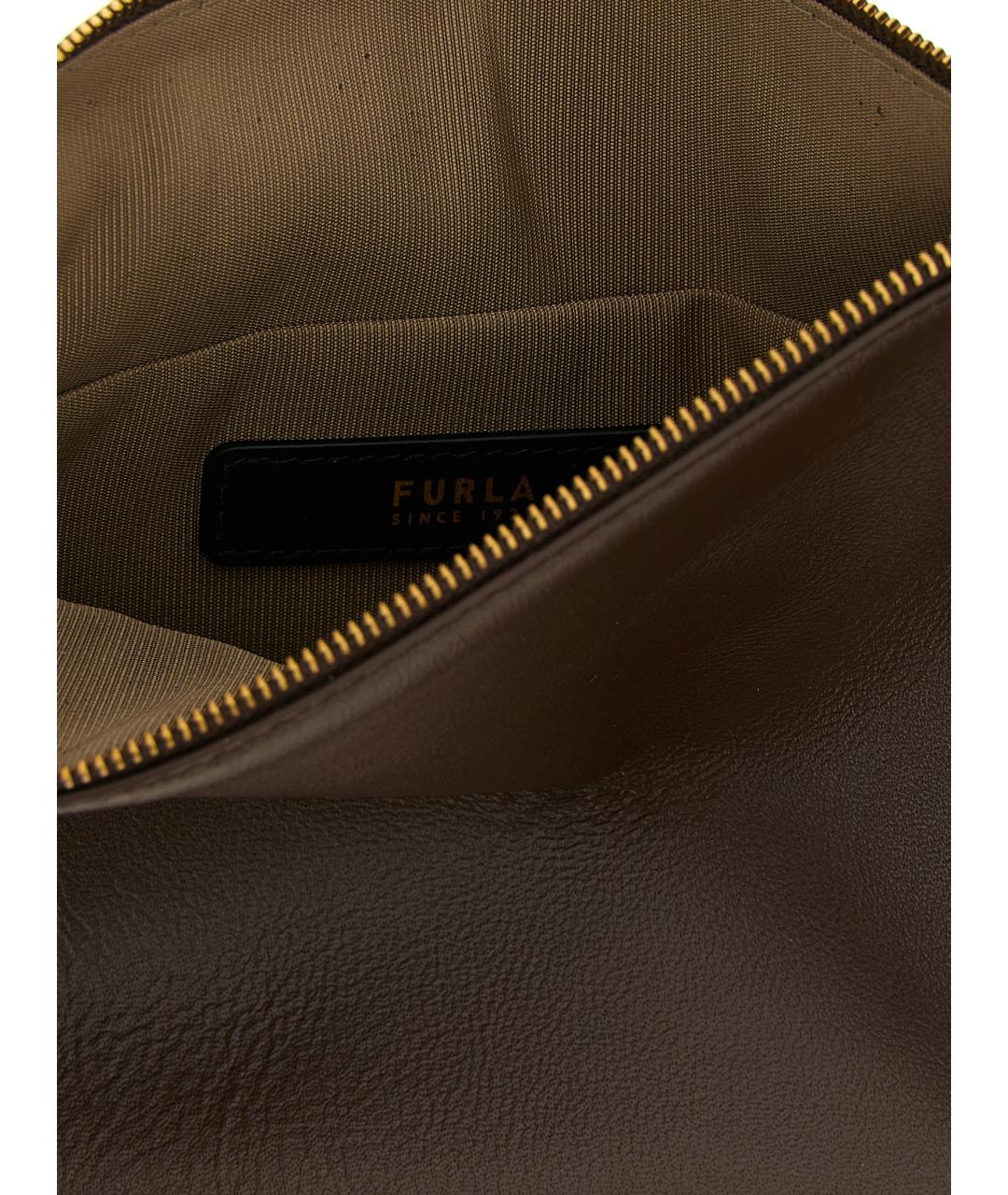 FURLA Коричневая кожаная сумка через плечо, фото 4