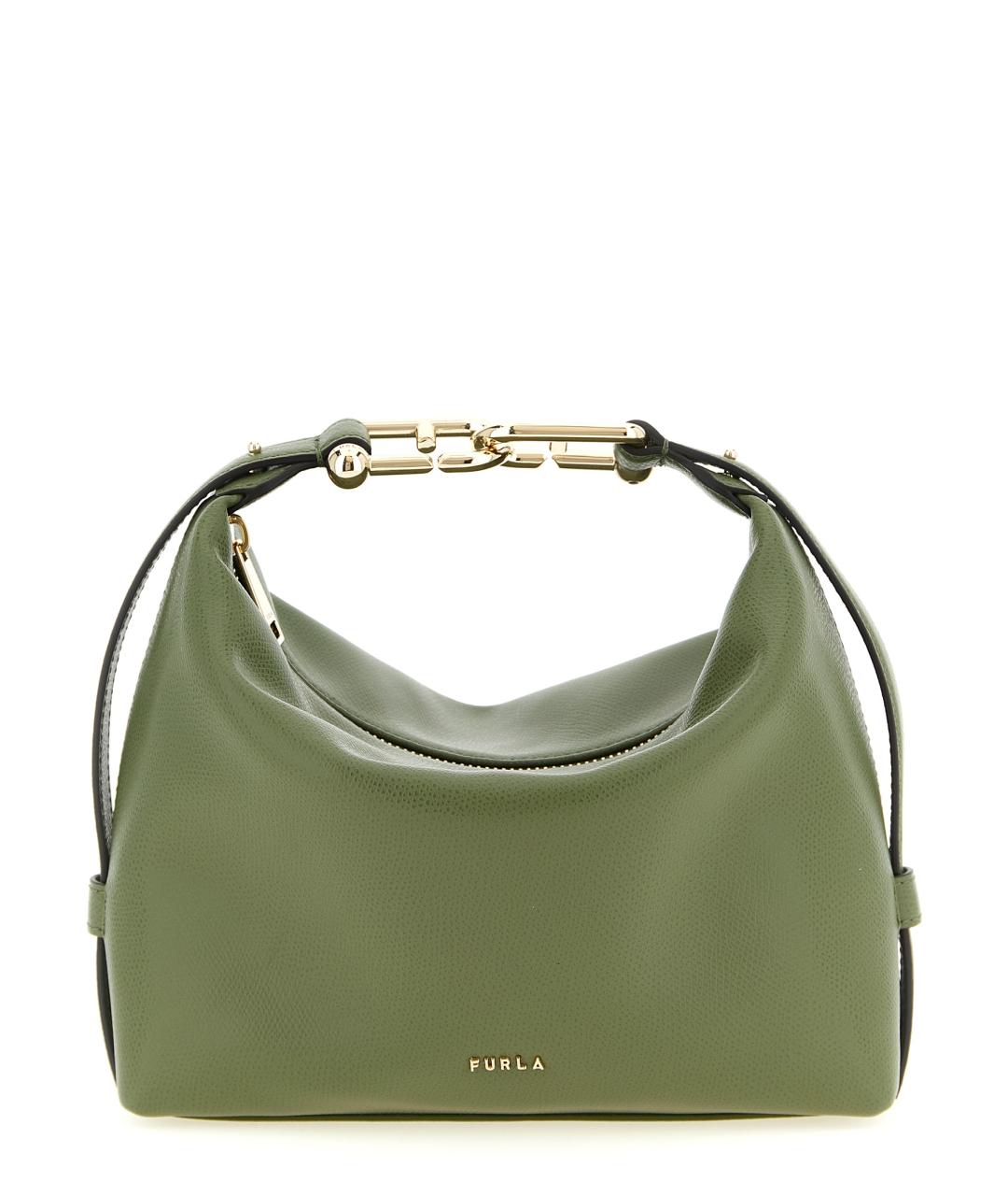 FURLA Зеленая кожаная сумка через плечо, фото 1