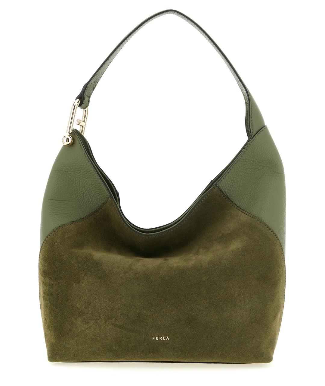 FURLA Зеленая замшевая сумка через плечо, фото 1