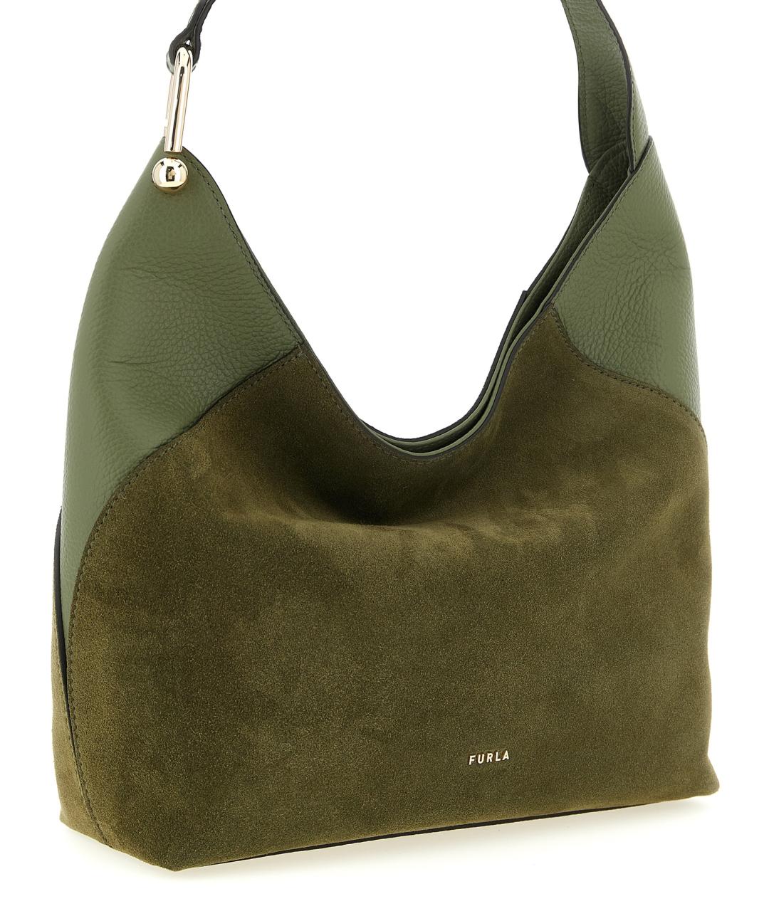 FURLA Зеленая замшевая сумка через плечо, фото 3