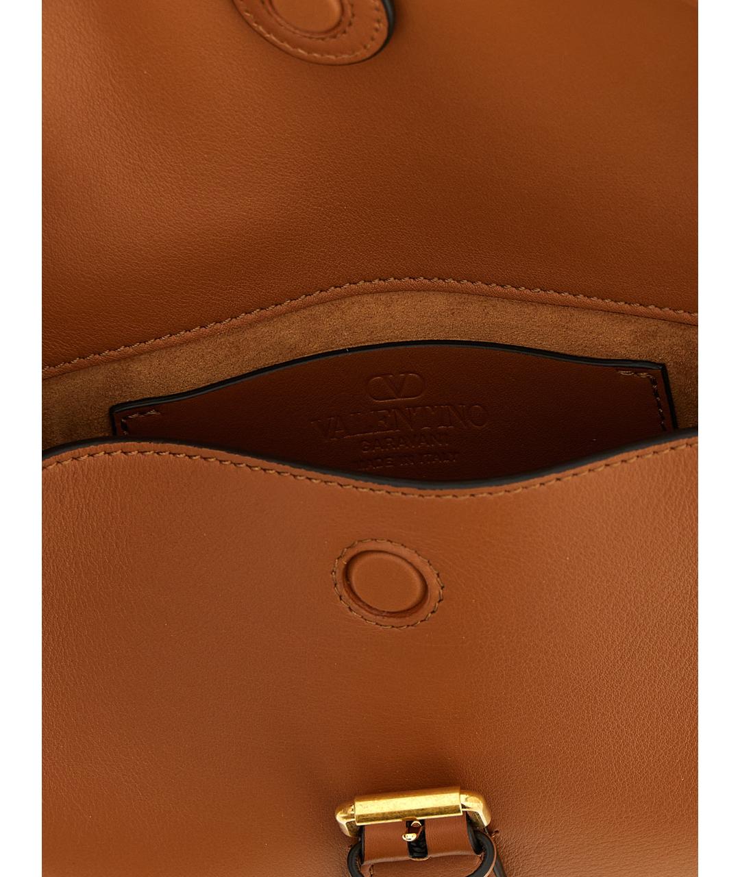 VALENTINO Коричневая кожаная сумка через плечо, фото 4