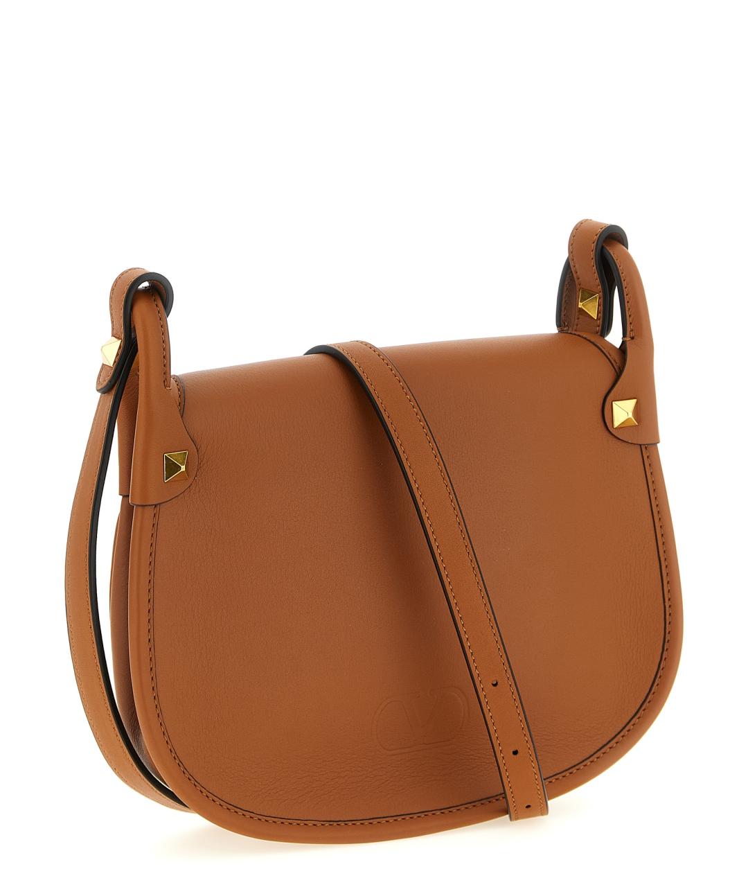 VALENTINO Коричневая кожаная сумка через плечо, фото 2