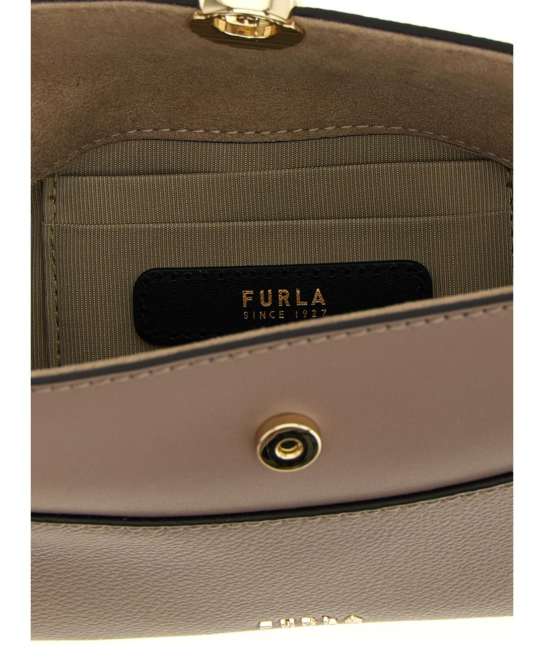 FURLA Серая кожаная сумка через плечо, фото 4