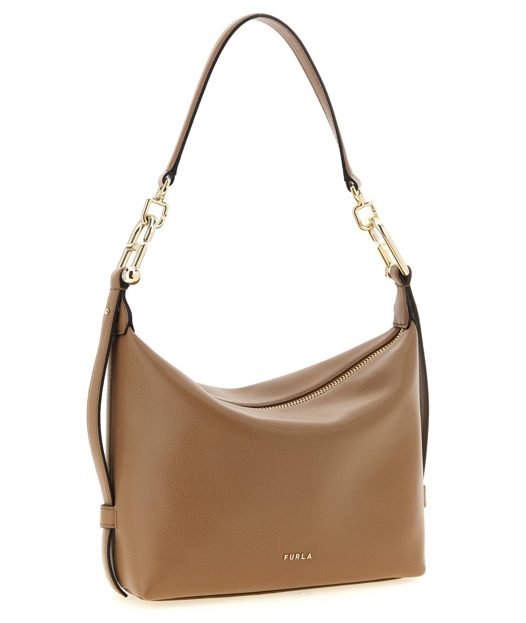 FURLA Бежевая кожаная сумка через плечо, фото 3