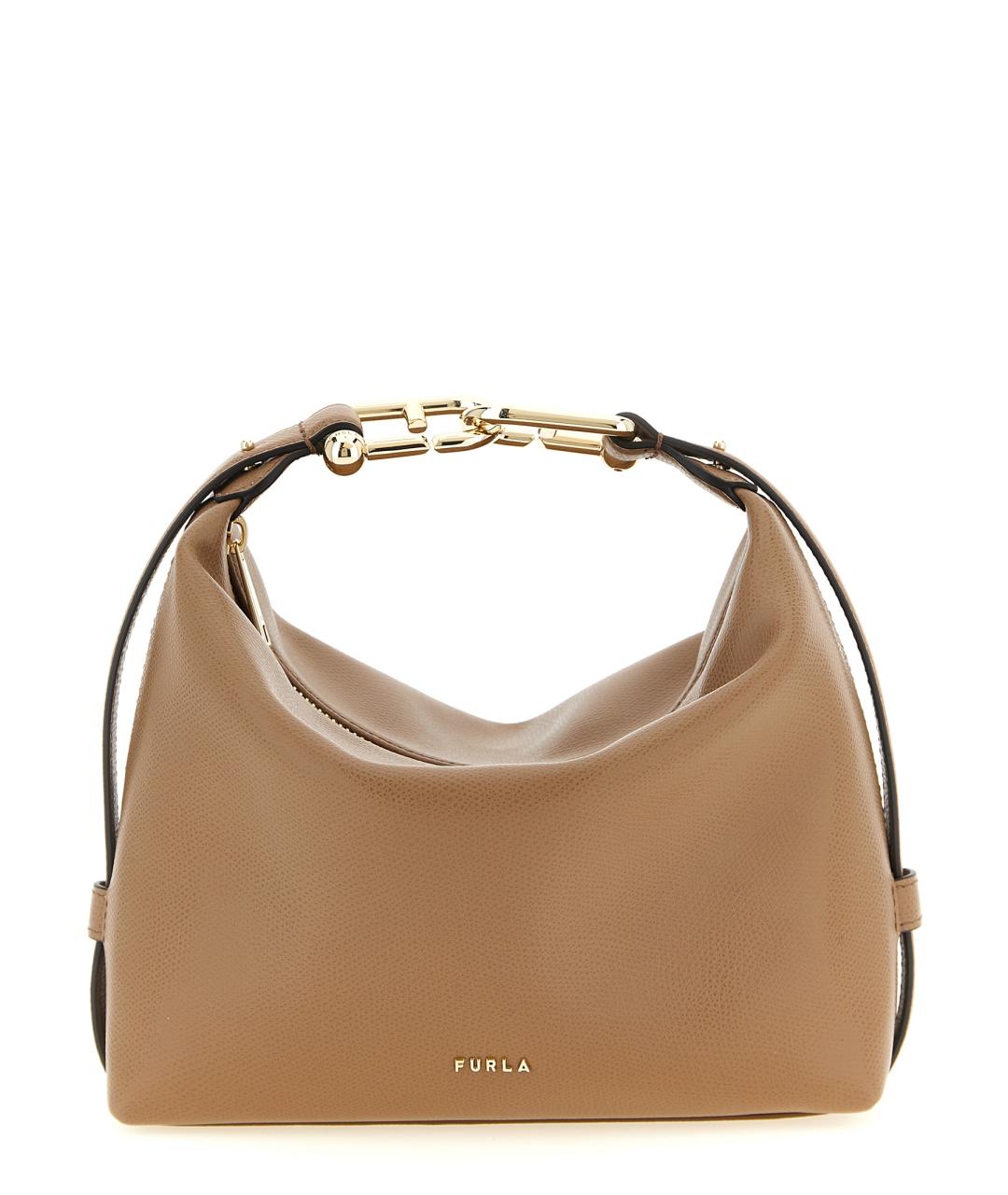 FURLA Бежевая кожаная сумка через плечо, фото 1