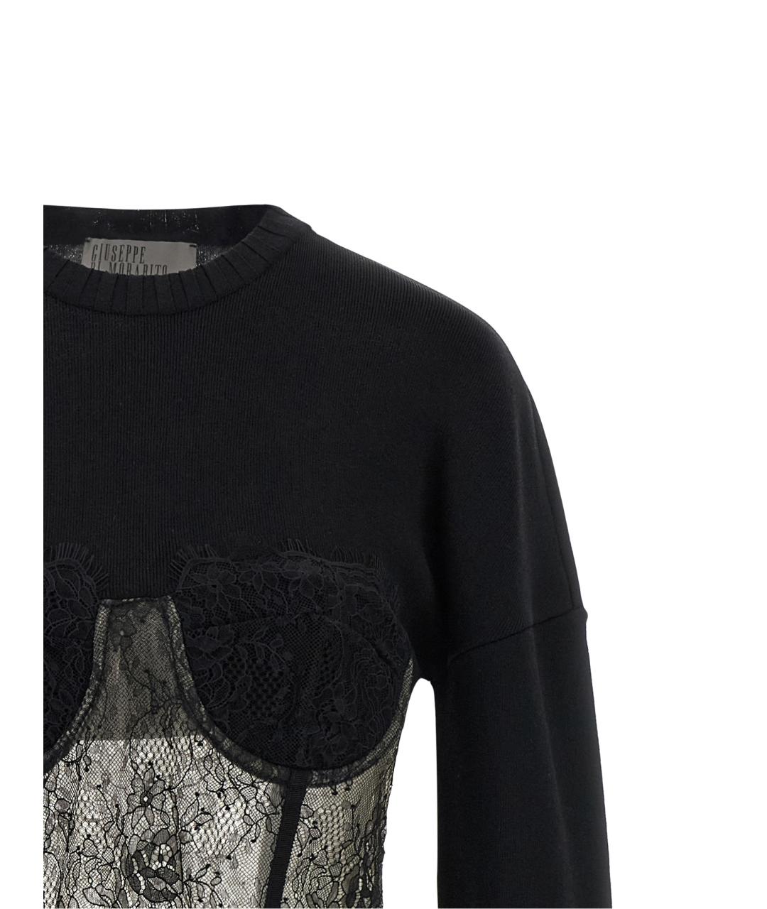 GIUSEPPE DI MORABITO Черный вискозный джемпер / свитер, фото 3