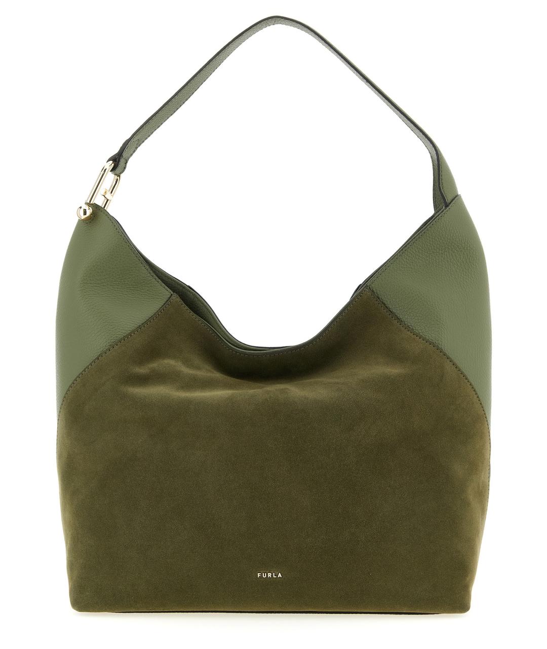 FURLA Зеленая замшевая сумка через плечо, фото 1