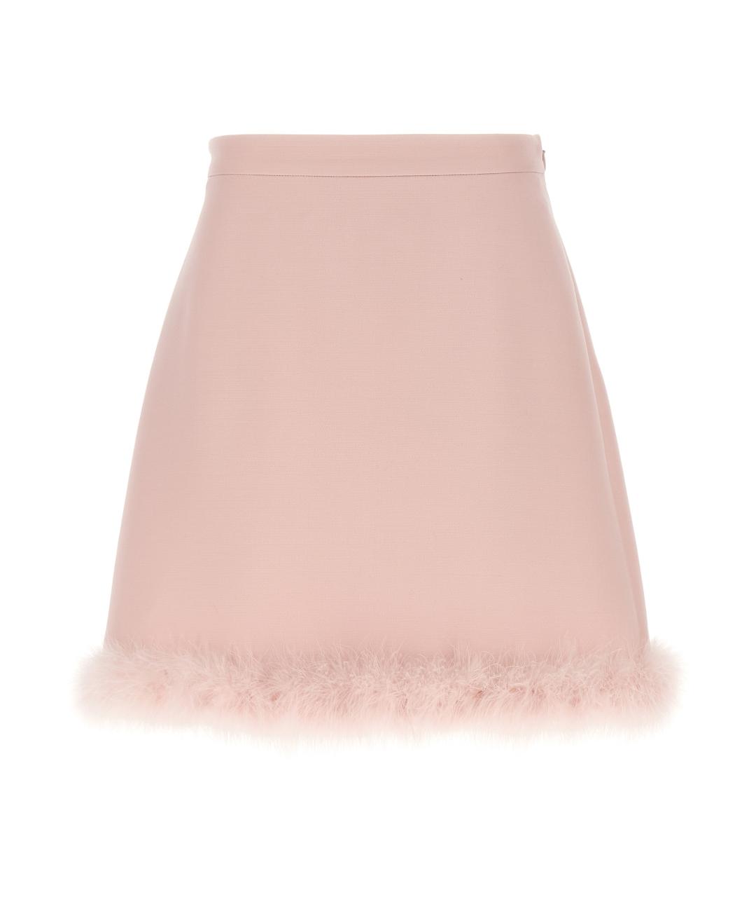 VALENTINO Розовая шерстяная юбка мини, фото 1