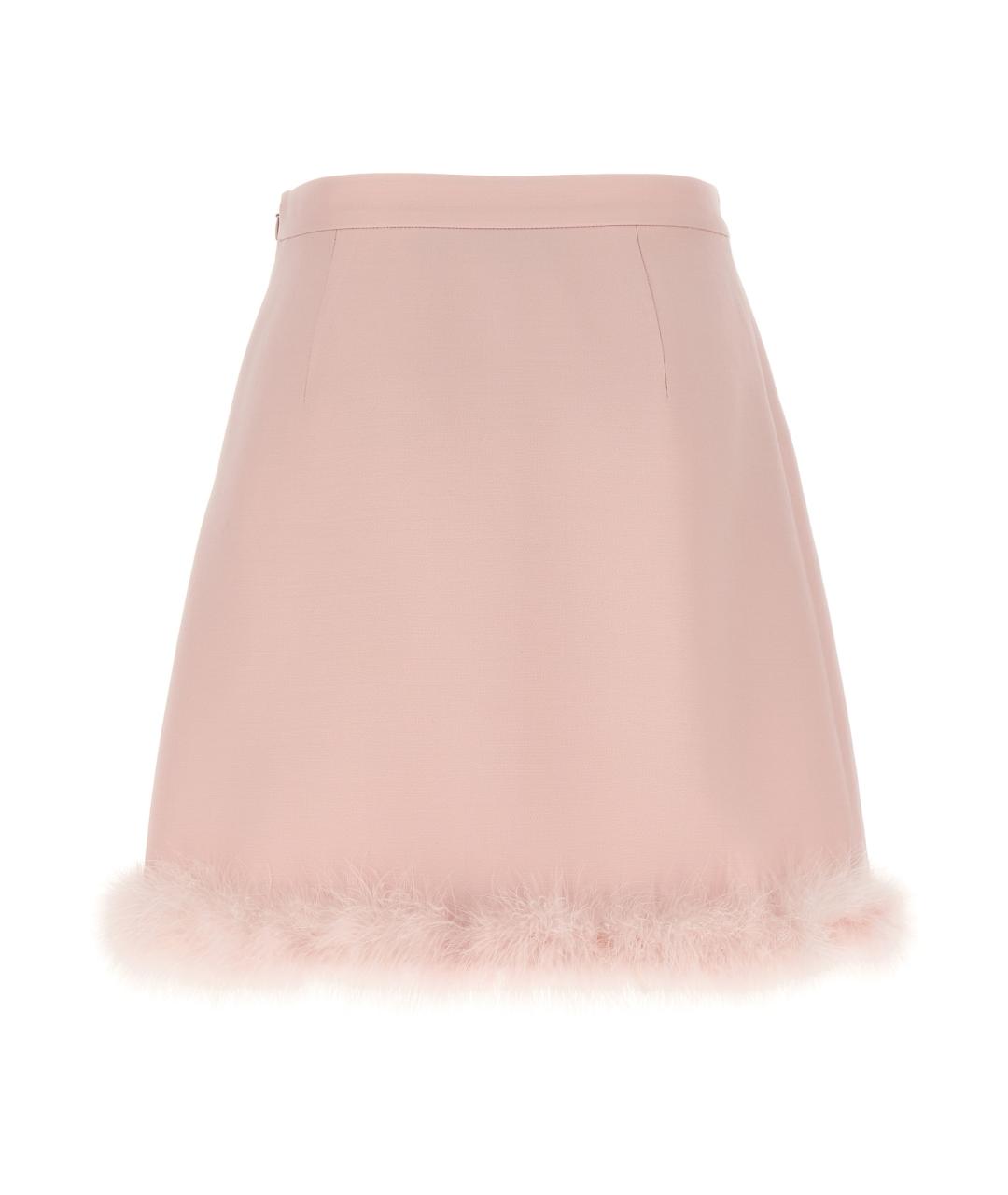 VALENTINO Розовая шерстяная юбка мини, фото 2