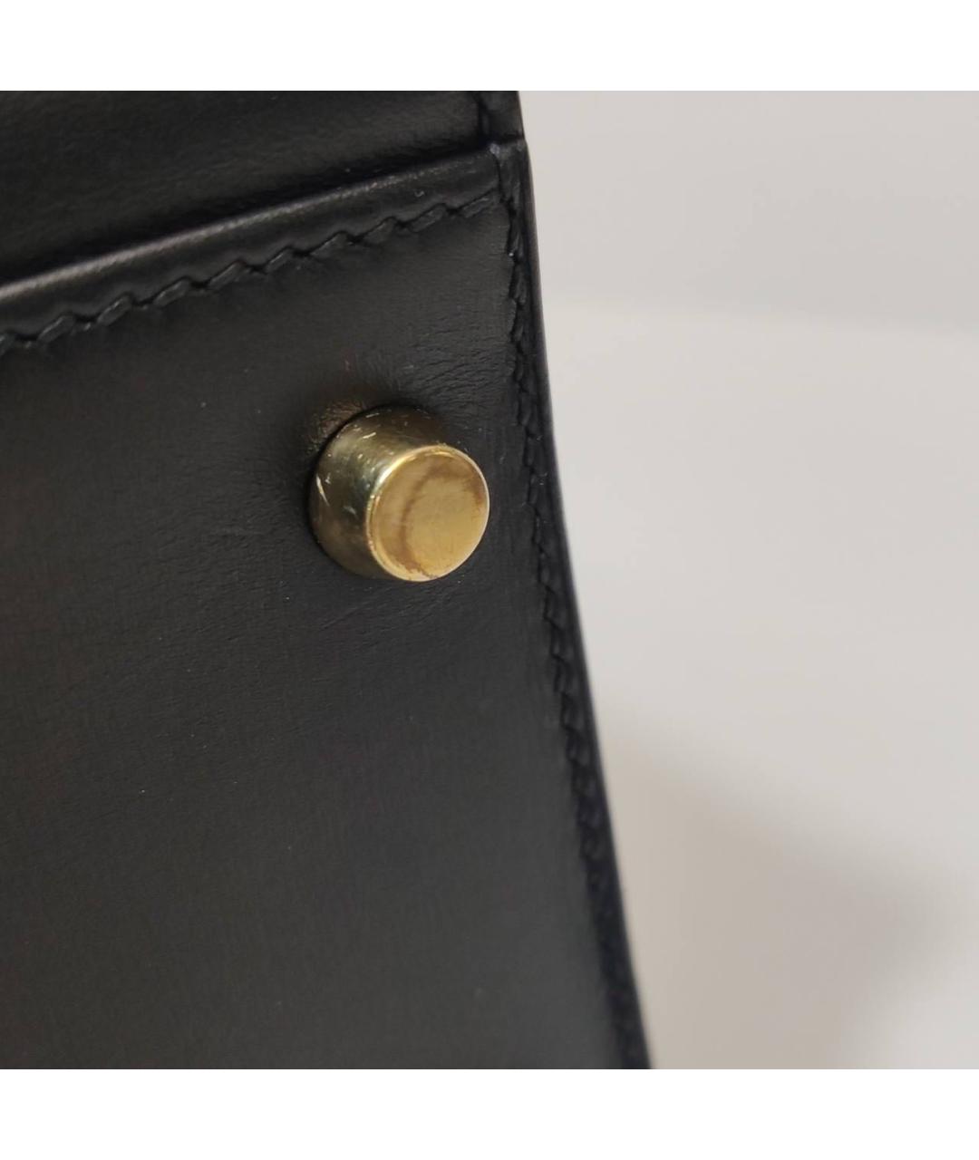 HERMES Черная кожаная сумка с короткими ручками, фото 8