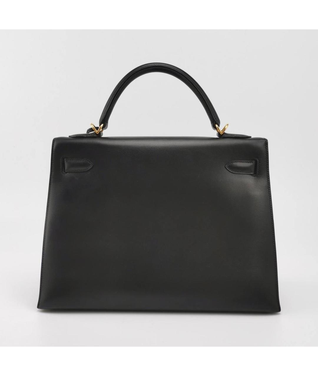 HERMES Черная кожаная сумка с короткими ручками, фото 4