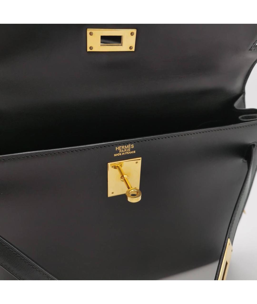 HERMES Черная кожаная сумка с короткими ручками, фото 6