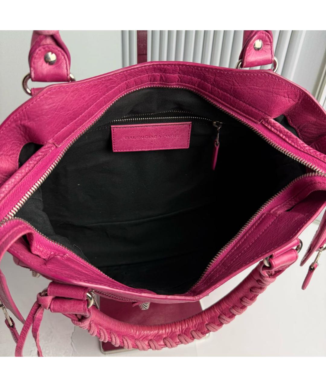 BALENCIAGA Розовая кожаная сумка с короткими ручками, фото 5