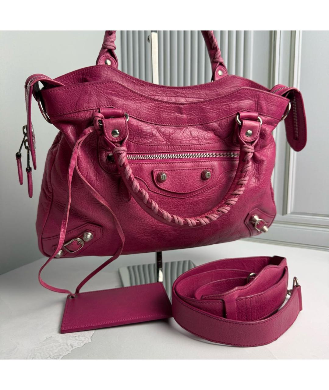 BALENCIAGA Розовая кожаная сумка с короткими ручками, фото 2