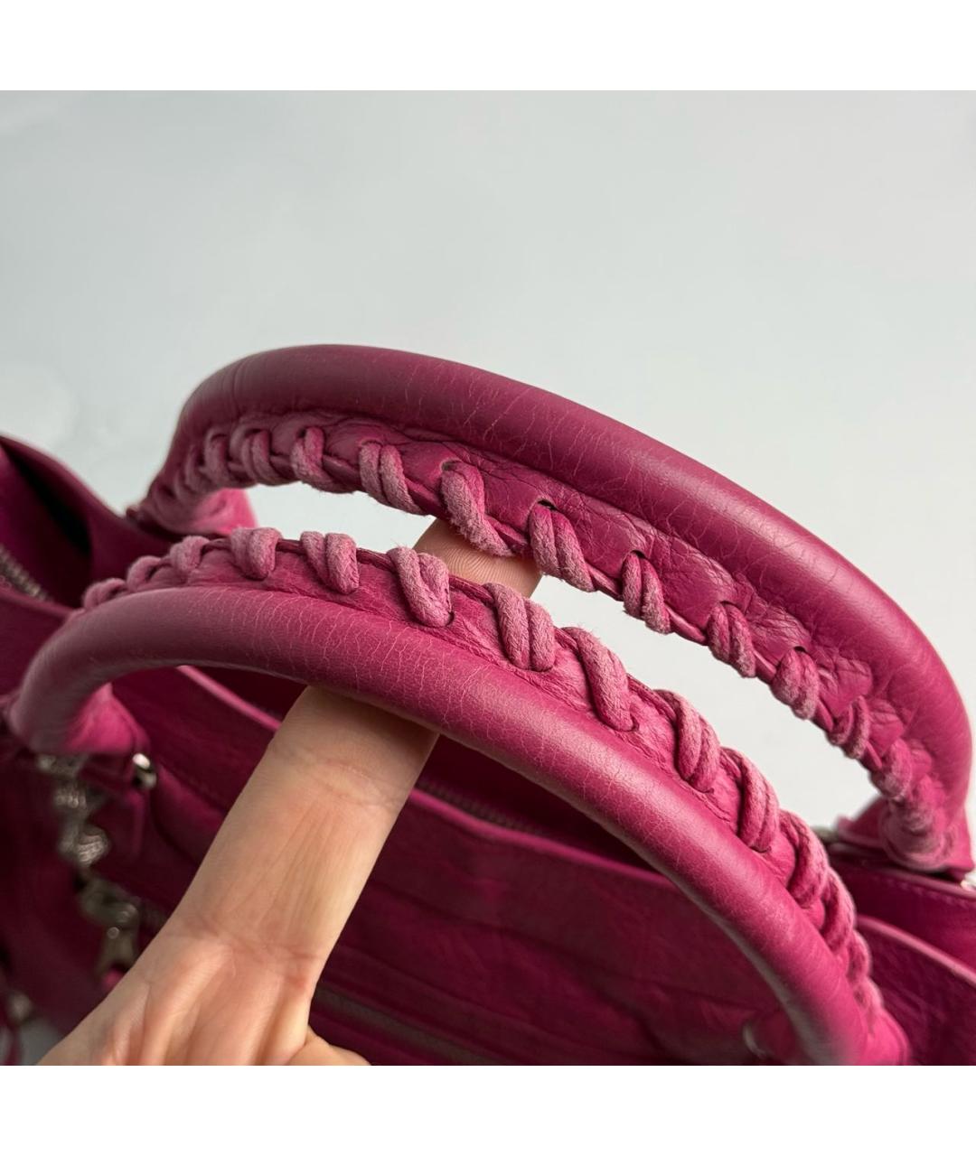 BALENCIAGA Розовая кожаная сумка с короткими ручками, фото 3