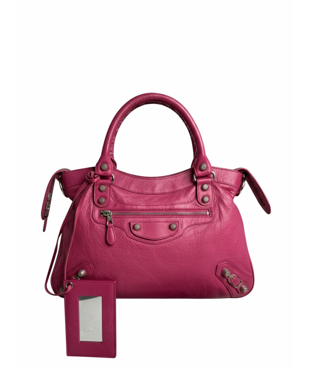 BALENCIAGA Розовая кожаная сумка с короткими ручками, фото 1