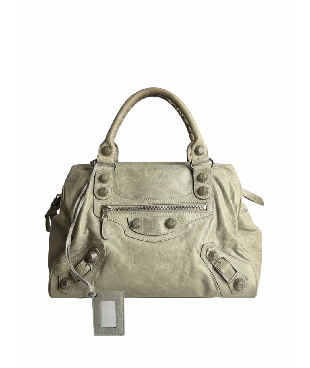 BALENCIAGA Серая кожаная сумка с короткими ручками, фото 1