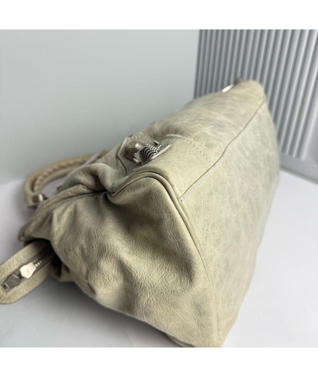 BALENCIAGA Серая кожаная сумка с короткими ручками, фото 5