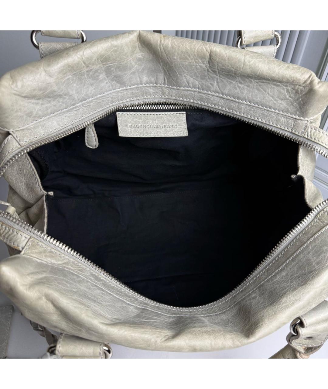 BALENCIAGA Серая кожаная сумка с короткими ручками, фото 7