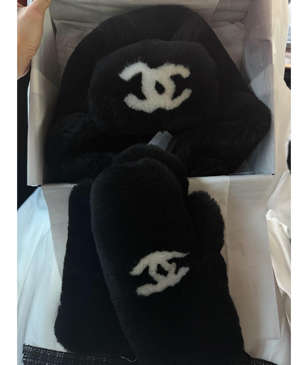 CHANEL Черная шерстяная шапка, фото 4