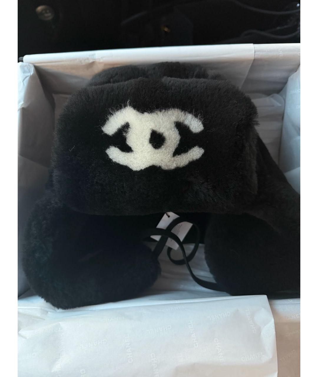 CHANEL Черная шерстяная шапка, фото 2